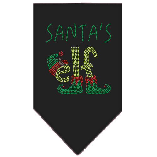 Santa's Elf Rhinestone Bandana Black Large